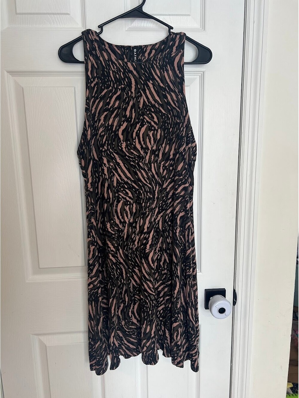 Athleta Women's Large Sleeveless Midi Dress Abstract Camo Print Stretch